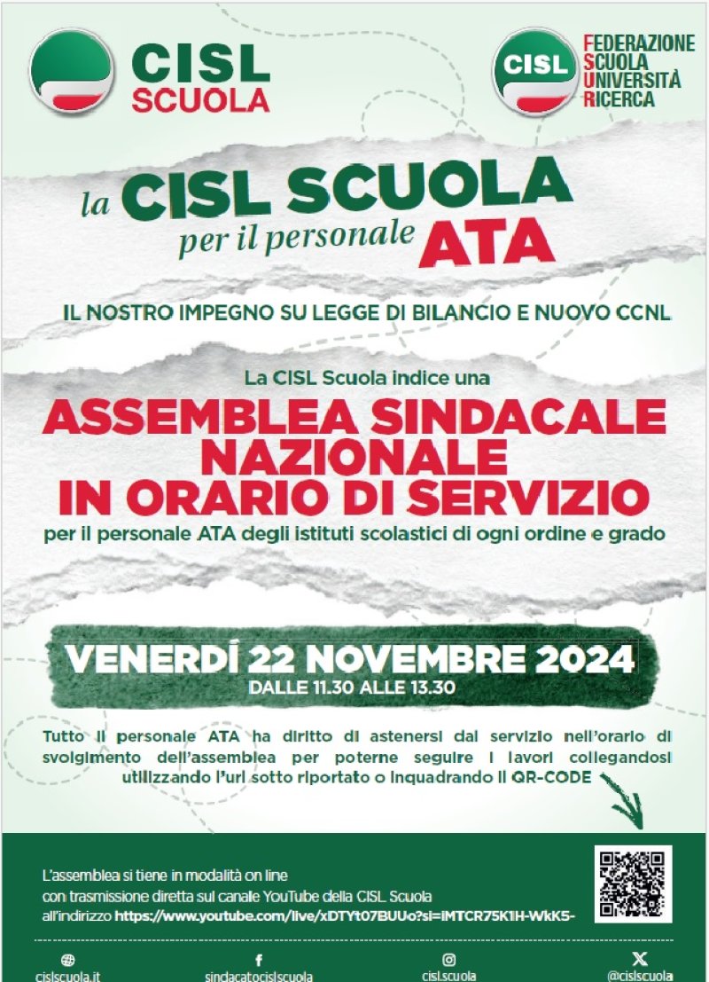 Convocazione assemblea sindacale ON LINE ATA 22 novembre